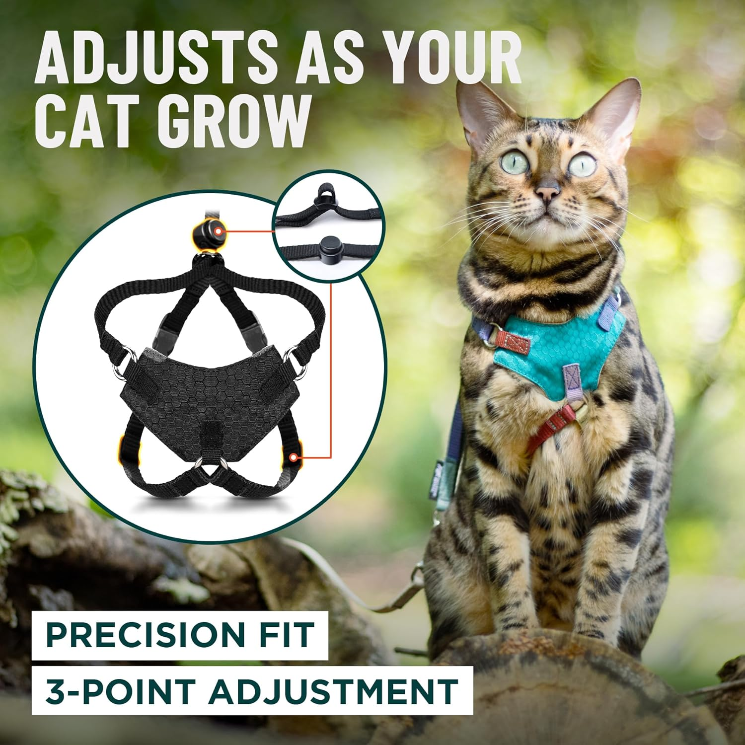 Houdini&trade; Large Cat Harness and Leash Set (Escape Resistant) by Outdoorbengal for Walking Big Cats (L) image number 2