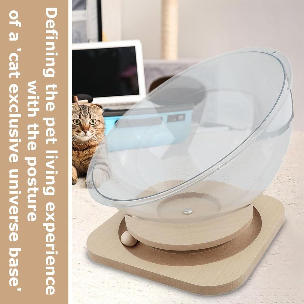 Rotating Space Capsule Cat Bed, Interactive Dome Cat House, Transparent Multi-Functional Cat Cave, Acrylic Nest Pet Furniture, for Indoor Cats Small Pets ﻿ image number 6