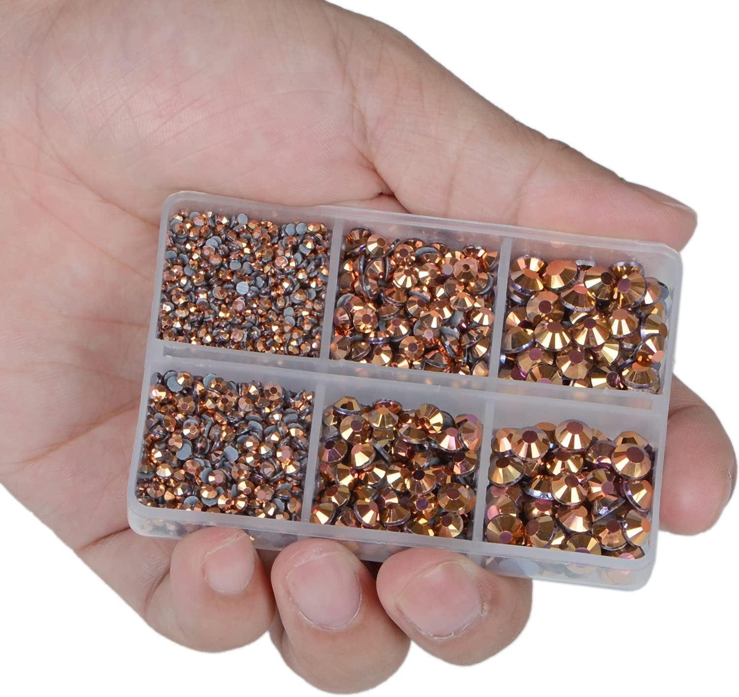 Lpbeads 6400 Pieces Metallic Rose Gold and Metallic Silver Hotfix Rhinestones Flat Back 5 Mixed Sizes Crystal round Glass Gems with Tweezers and Picking Rhinestones Pen image number 2