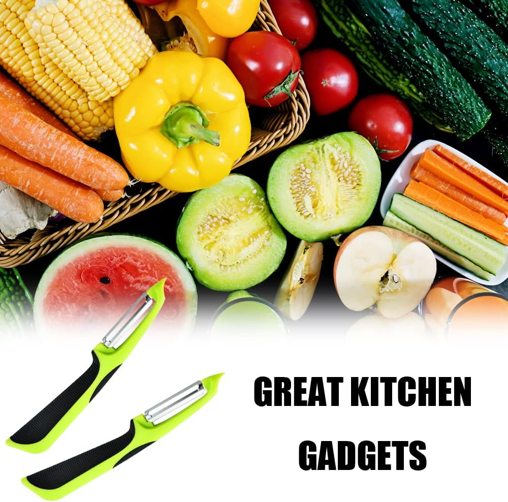 2 Pcs Peeler Stainless Steel Swivel Peelers Anti-Slip Sharp Potato Peelers Kitchen Vegetable Peelers for Kitchen, Veggie, Carrot, Fruit image number 2