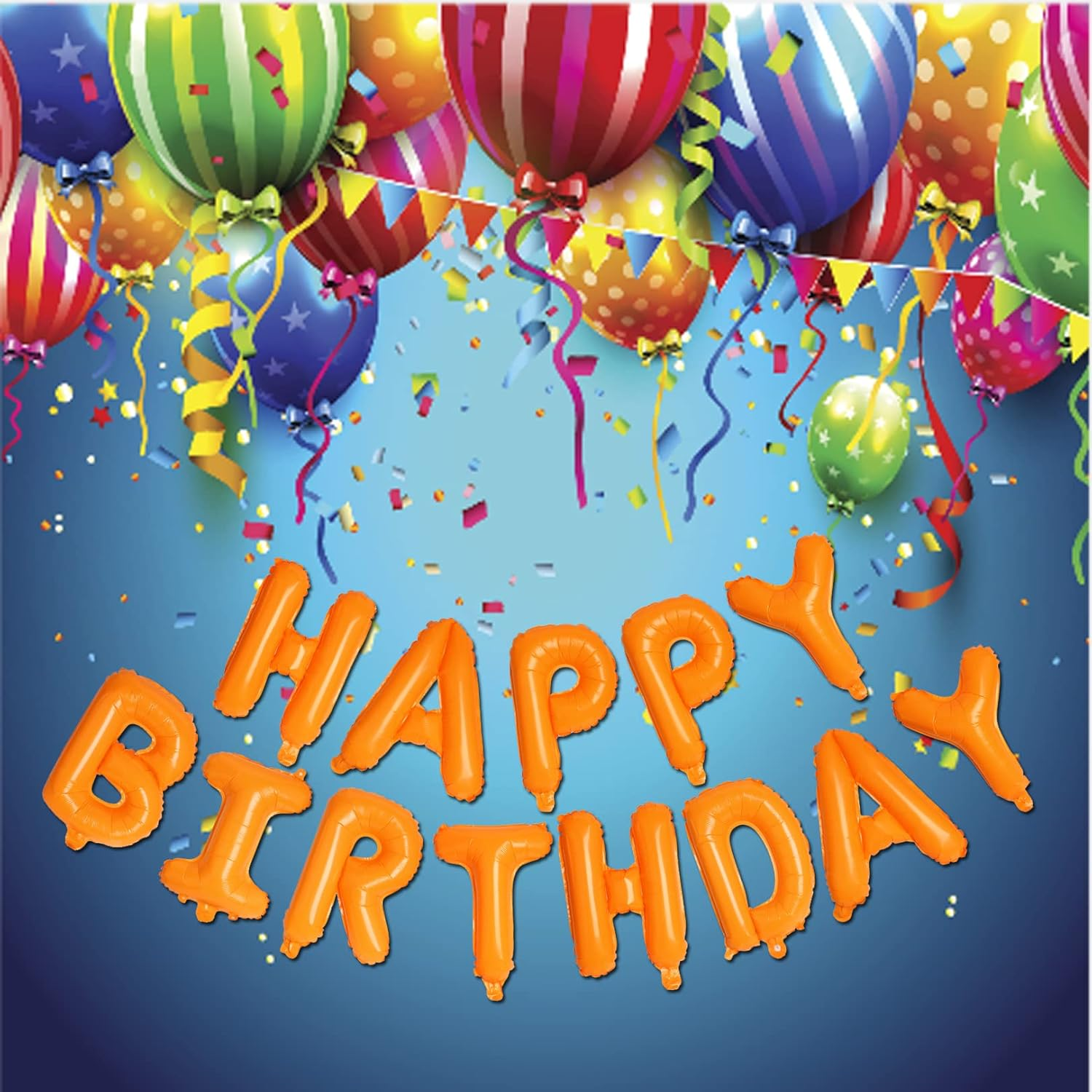 Happy Birthday Orange Aluminum Foil Letters Balloons 16 Inch Aluminum Foil Banner Balloons for Birthday Party Decorations Supplies - Cream White image number 4