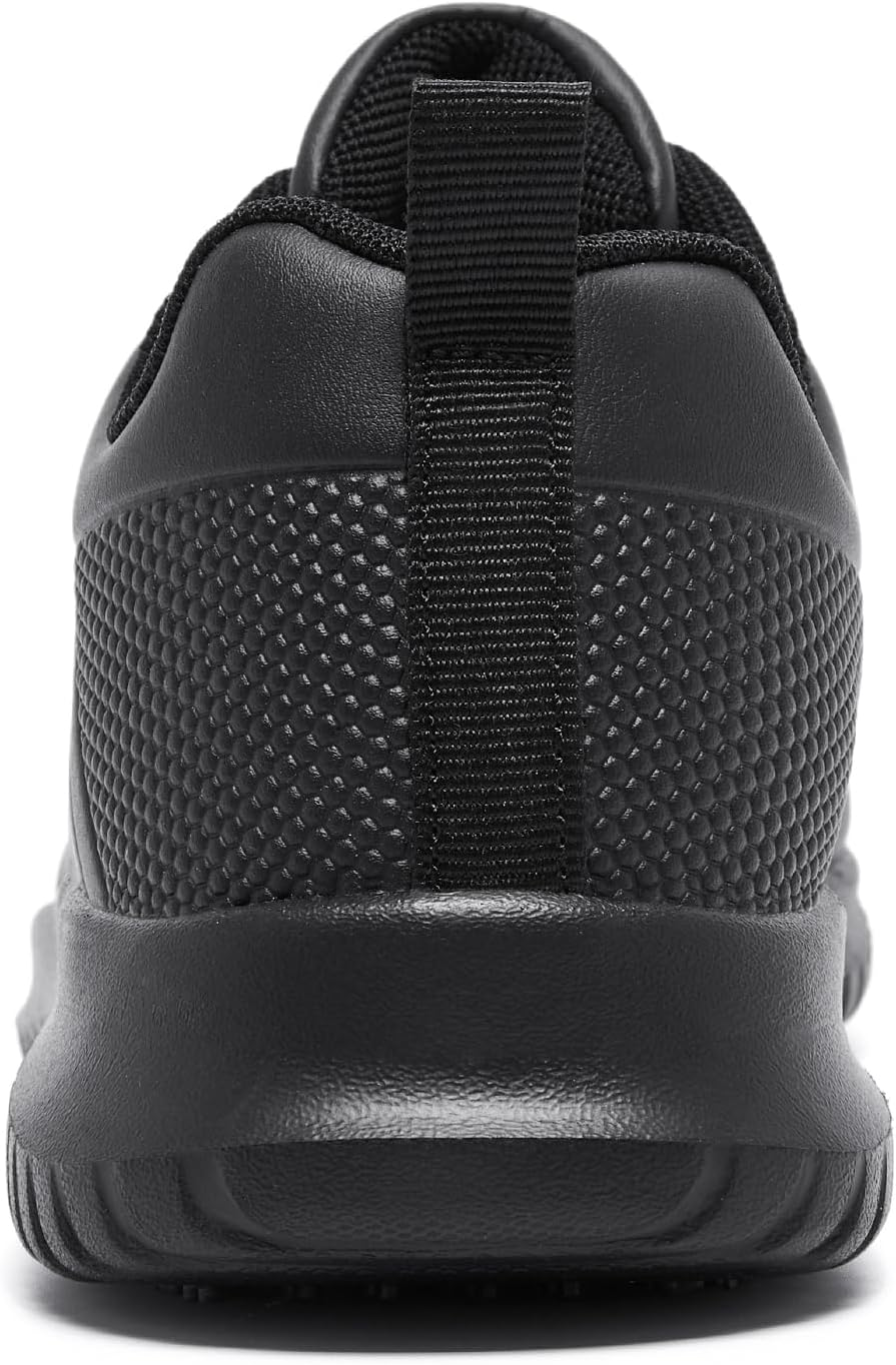 ENLEN&BENNA Non Slip Shoes for Women Food Service, Kitchen Chef Oil-Proof Slip Resistant Work Shoes Waterproof Comfort Lightweight Sneakers with Lace up Black image number 6