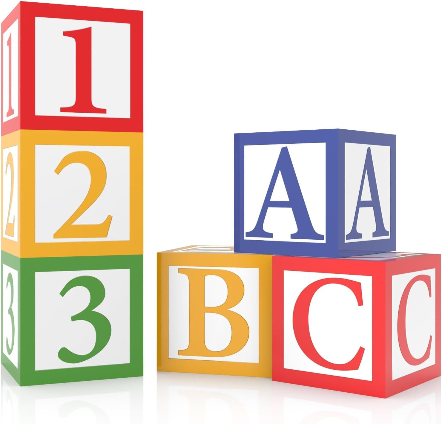 6 Pieces ABC and 123 Friends Street Party Decorations 12 X 12 Inch ABC Alphabet Block Boxes Party Favor Balloon 123 Balloon Box Inspire Story Birthday Party Decor for School Celebration Baby Shower