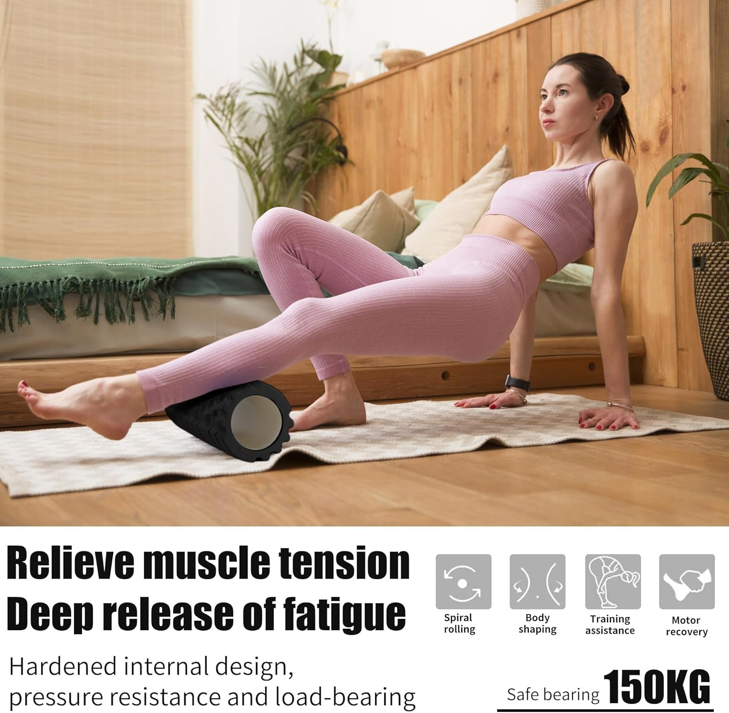 Foam Roller - EVA Muscle Massage Roller for Deep Tissue Tension Relief, Portable Gym, Yoga, Fitness Therapy Roller for Back, Legs, Shoulders (Purple)