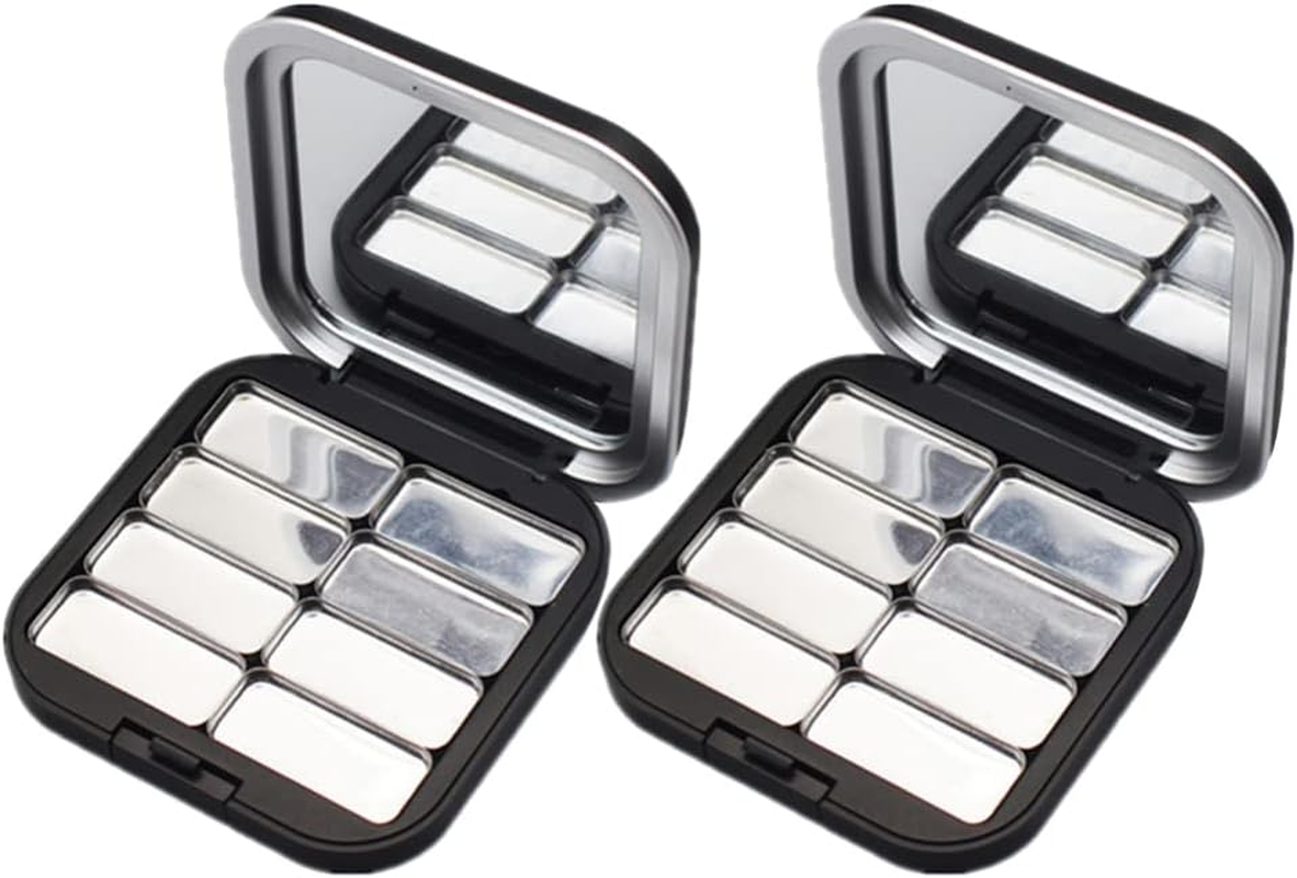 Minkissy 2Pcs Eye Shadow Box Empty Eyeshadow Container Seinte Makeup Eyeshadow Sample Containers Cosmetic Lipstick Tray Compact Eyeshadow Palettes Fixies Travel Loose Powder Iron Blush