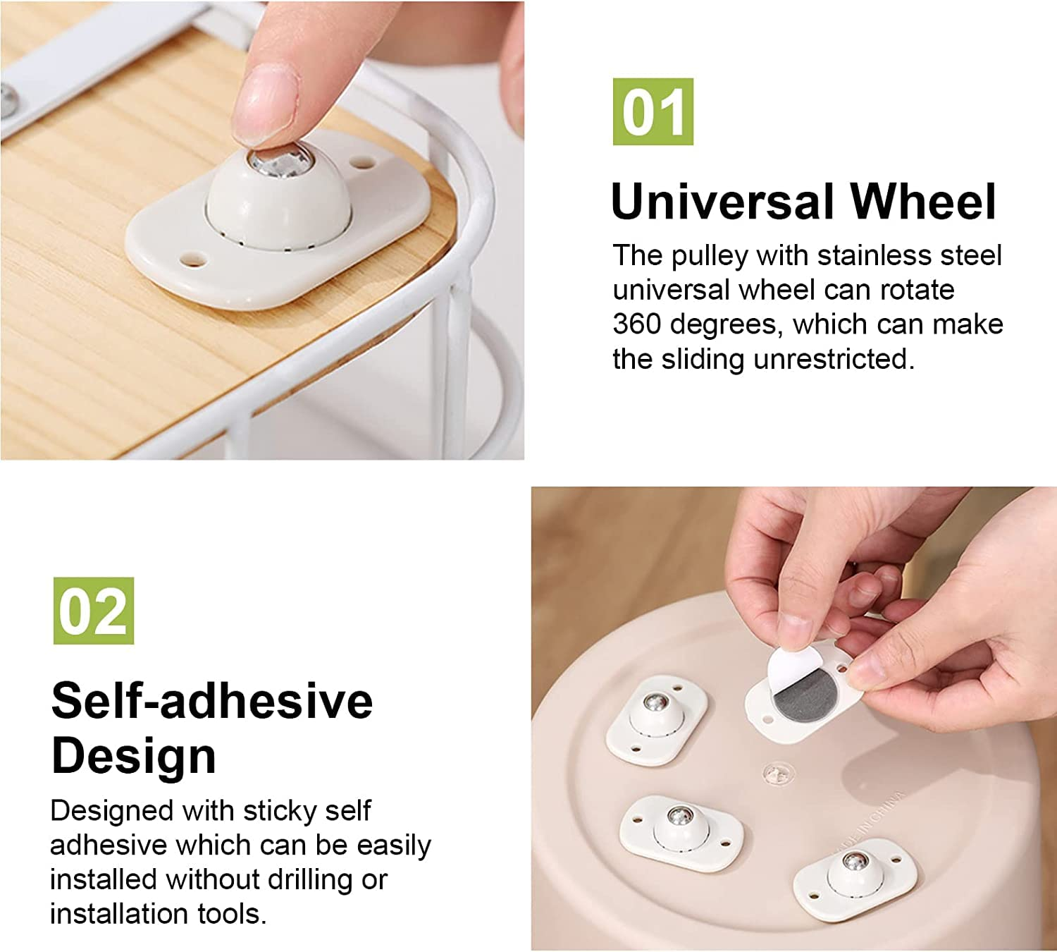 Self Adhesive Caster Wheels Mini Swivel Wheels,16Pcs Self Adhesive Mini Caster Wheels,Self Adhesive Caster Wheels,Diy Mini Swivel Casters Wheels,360 Degree Rotating Casters,Self Adhesive Caster Wheels