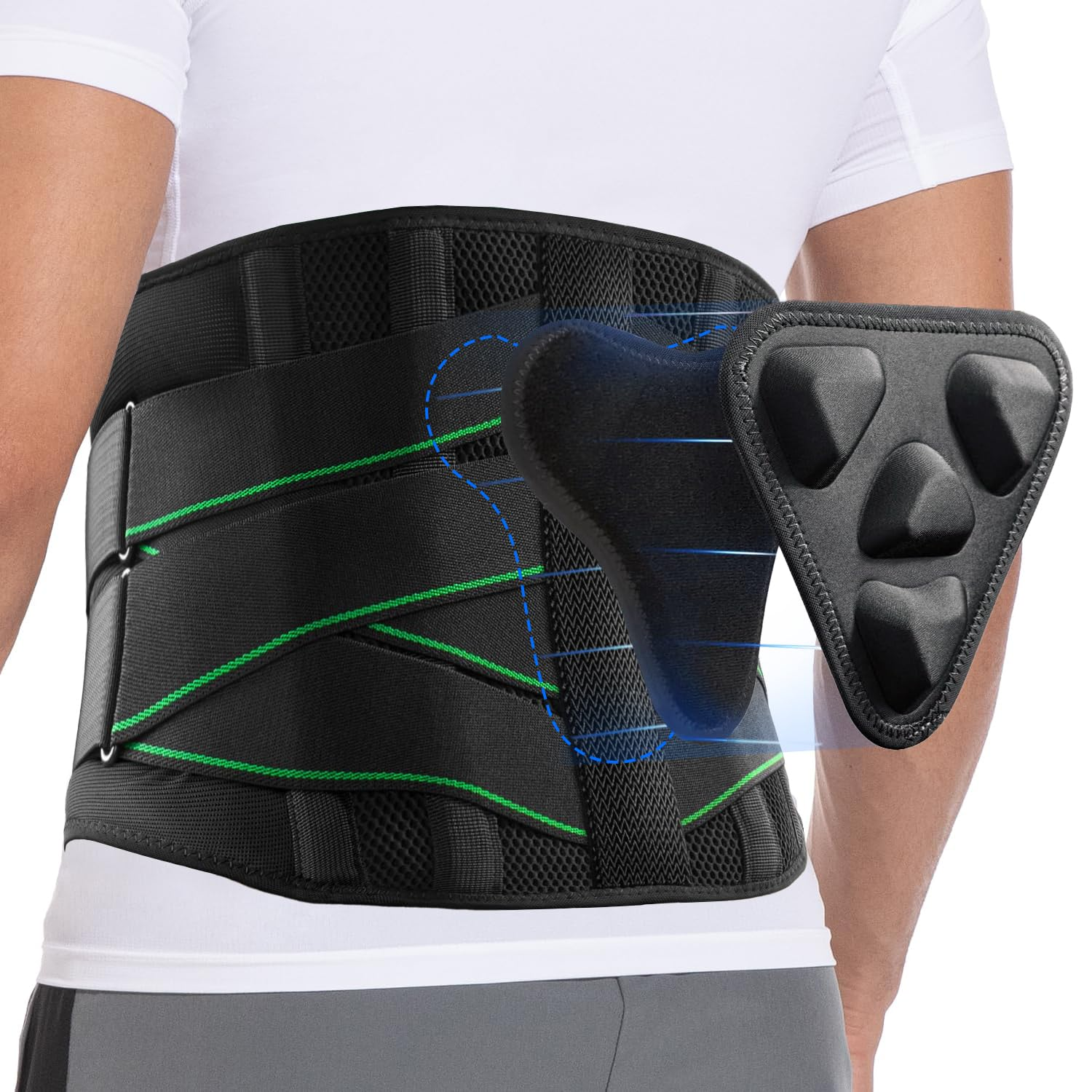 RAFSUN Back Brace for Lower Back Pain Relief - Adjustable Lumbar Support Belt with 3D Pad for Sciatica, Herniated Disc, Scoliosis -Lightweight, Breathable & Ergonomic Fit for Work, Gym, Daily Use