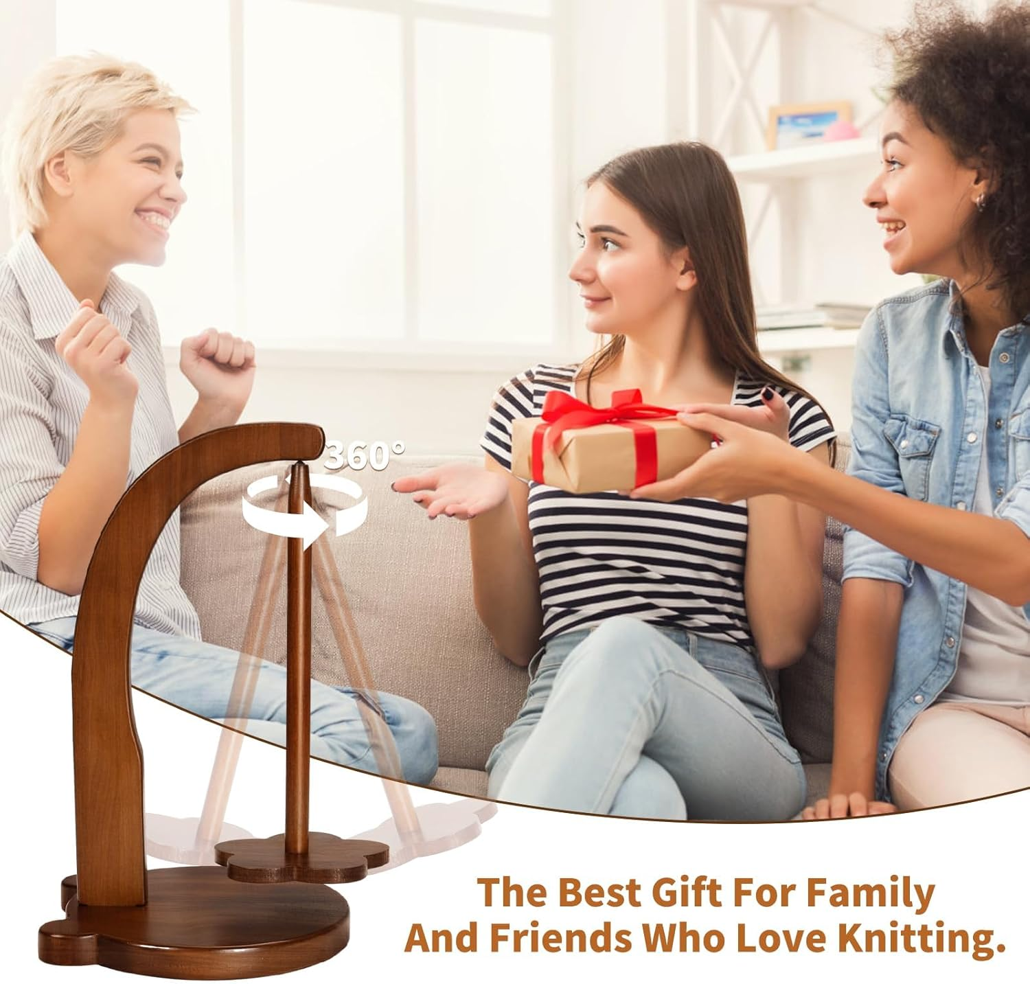 Yarn Holder for Knitting and Crocheting,Wooden Yarn Spinner for Crocheting，Yarn Ball Holder for Knitting, Crochet for Knitting Lovers image number 6