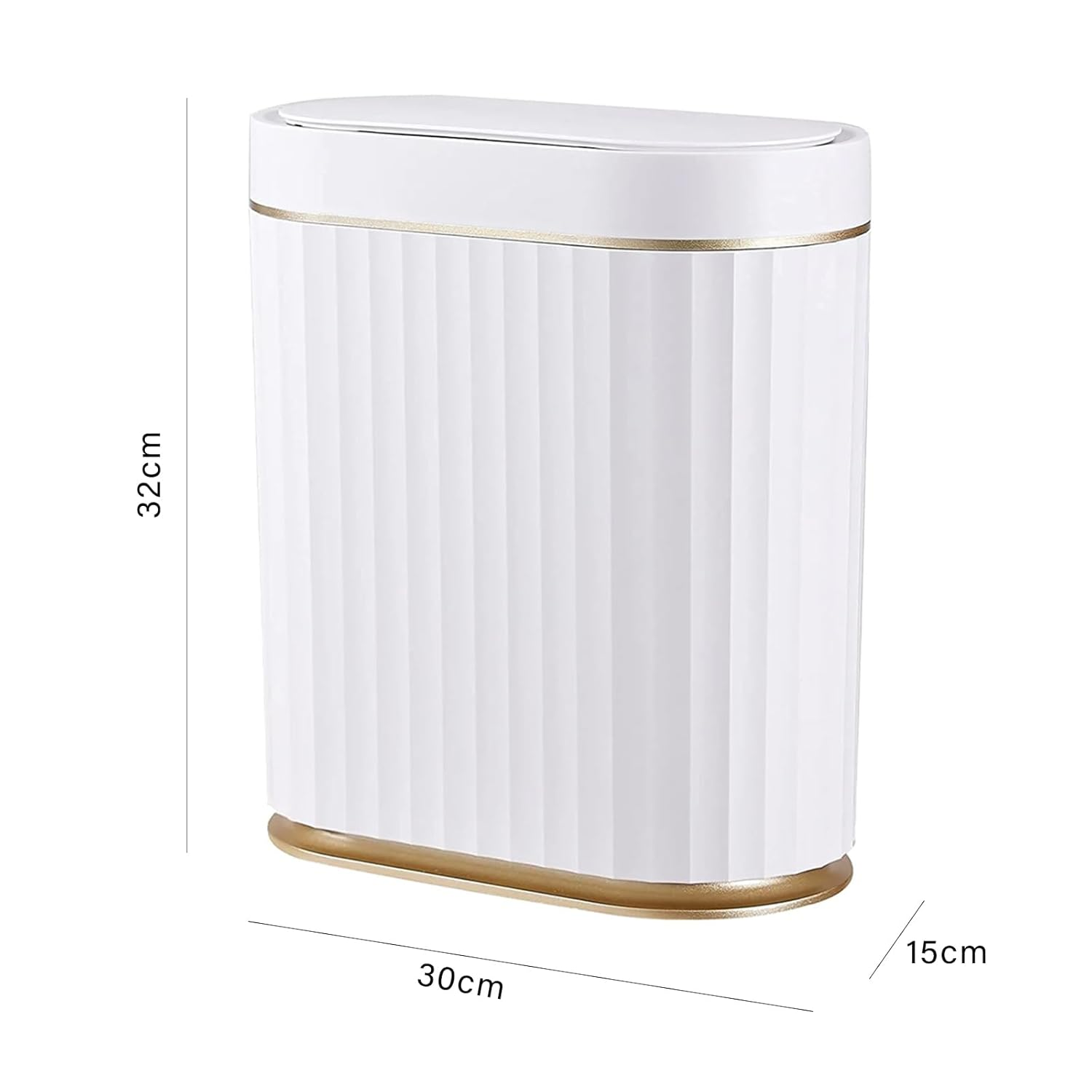 ELPHECO 2.5Gallons Sensor Bin with Lid Automatic Open Touchless Rubbish Bin for Bathroom Kitchen White and Gold image number 6