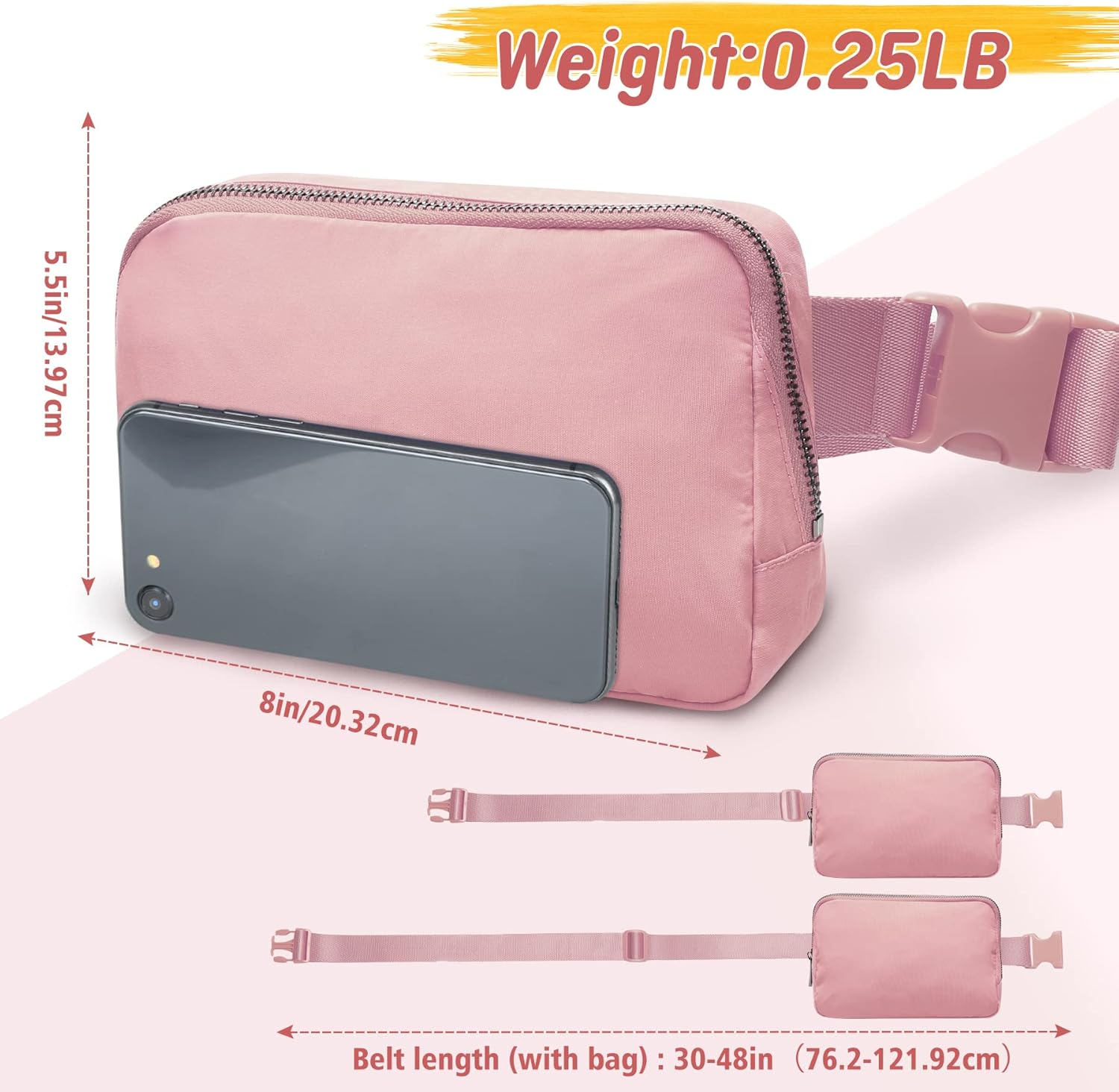 ZOMAKE Fanny Pack, Slim Belt Bag Water Resistant Waist for Travel Hiking Running Cycling Outdoor Sports image number 4