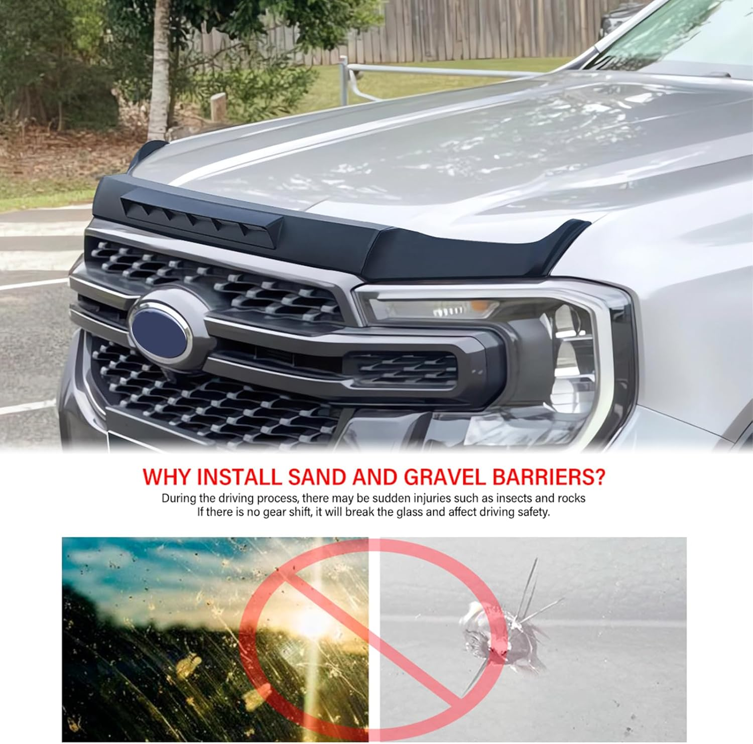 Bonnet Protector for Ford Ranger Next Gen 2022 2023 2024 2025 Accessories, Car Front Bonnet Guard Cover Trim Exterior Ute Accessories Matte Black image number 2