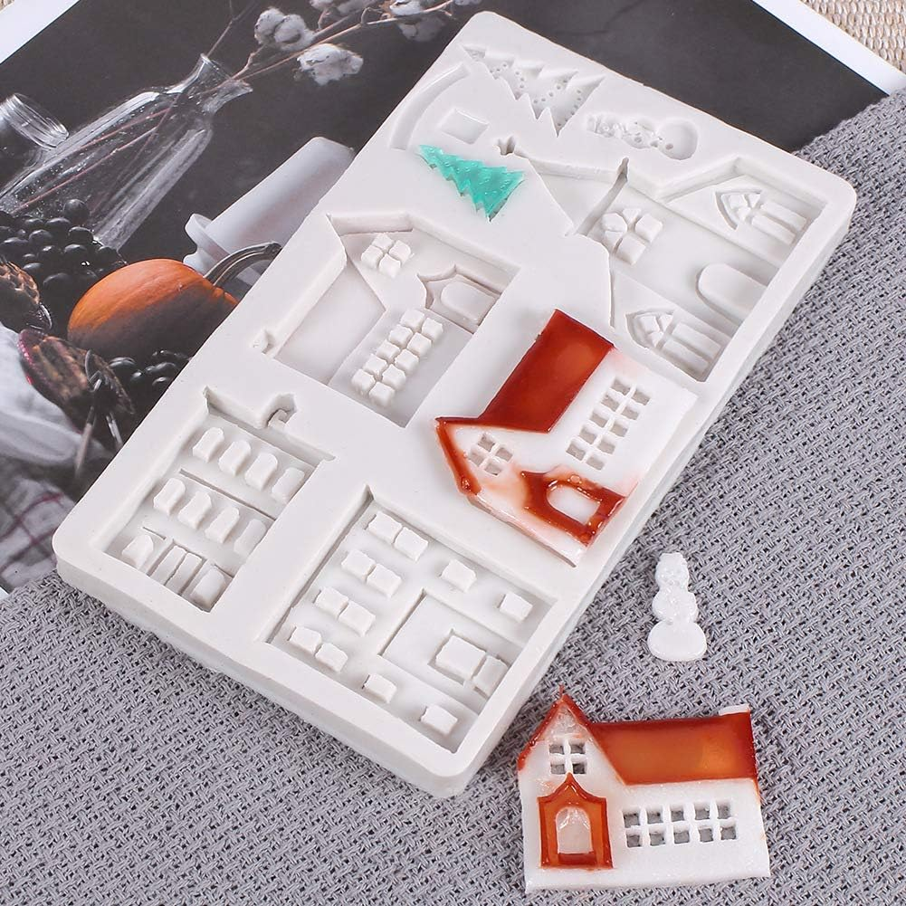 Cute Small Christmas Tree Ice and Snow Baking Fondant Chocolate Fairy Tale Gingerbread House Castle Cottage Cake Decoration Clay Drop Glue Decor Silicone Mold Tool image number 2