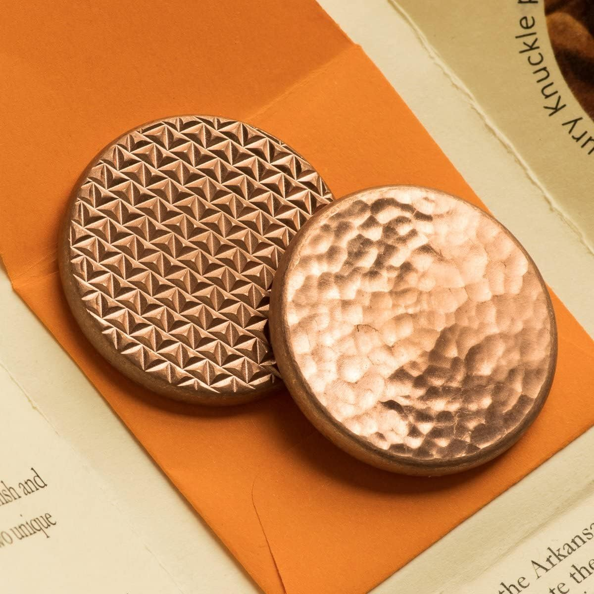 Duplex Worry Stone - Raw Copper - Hammered and Textured Combo image number 3