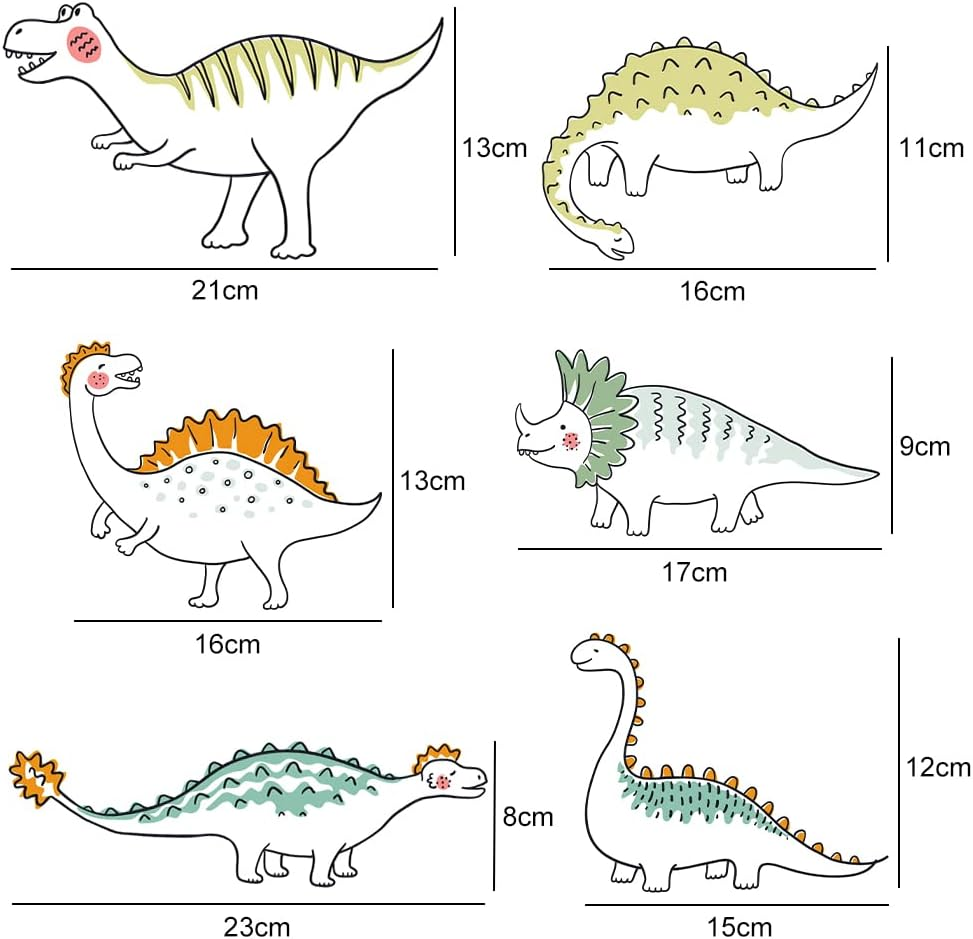 Cartoon Dinosaur Wall Decals, Colourful Dinosaur Stickers, Cute Dinosaur Decor, Colourful Wall Stickers for Kids Room, Nursery Decor, Playroom Decor (Type A) (Type A) image number 2