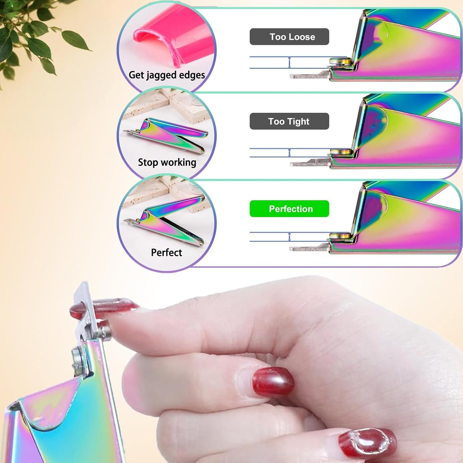 Rainbow Stainless Steel Nail Clippers for Acrylic Nails - Professional Cutter Trimmer Tool for Salon & Home Manicure - Adjustable & Durable - Enhance Your Nail Art Experience! image number 6