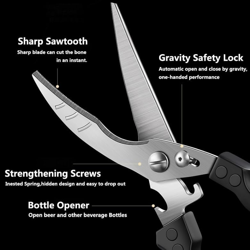 Heavy Duty Kitchen Chicken Shears with Anti-Slip Handle & Safety Lock Rust Proof Bone Cutting Scissors for Cutting Chicken & Chopping Vegetables image number 3