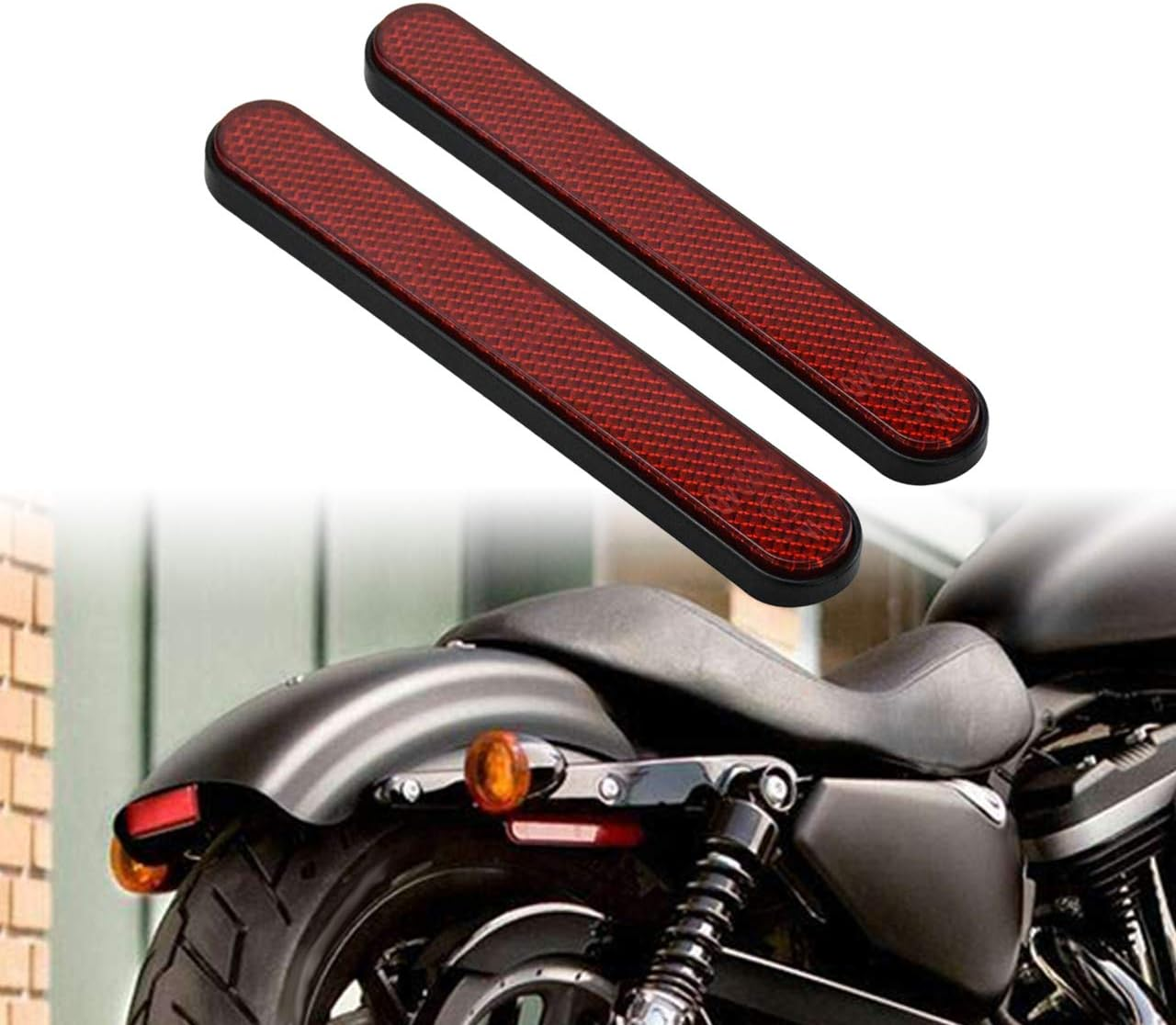 HDBUBALUS Front Rear Reflector Sticker Saddlebag Latch Cover Reflector Lower Fork Reflector Fit for Harley Touring Sportster XL883 Touring Dyna 1 Pair image number 2