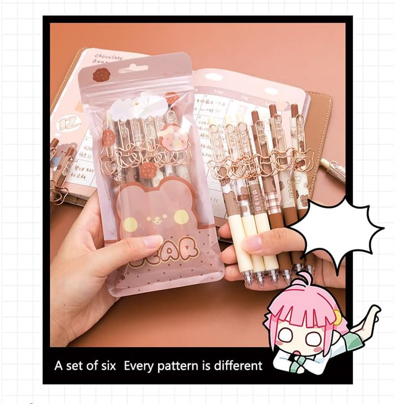 Kawaii Gel Pen Cute Bear Pen Ins Japanese Student Signature Pen Gel Pen Kawaii Stationery Cute Pen(Caramel Pudding Bear) image number 3