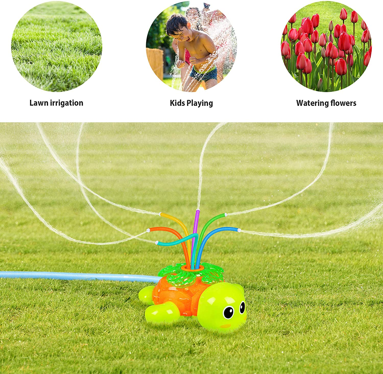 Outdoor Sprinkler for Kids - Backyard Rotating Turtle Sprinkler with Swing Tube - Splashing Toy for Summer - outside Garden Lawn Water Toys Gifts for 3 4 5 6 Boys and Girls image number 6