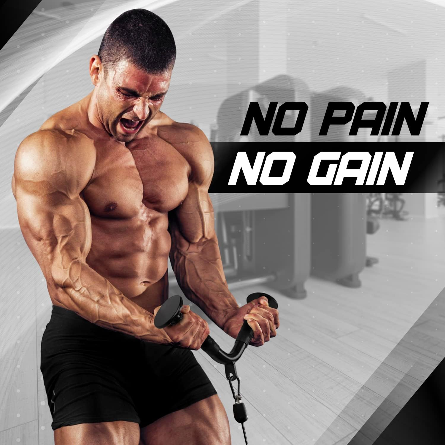 Yes4All Tricep Press down Cable Machine Attachment Set, LAT Pulldown Attachment, Cable Machine Accessories for Home Gym