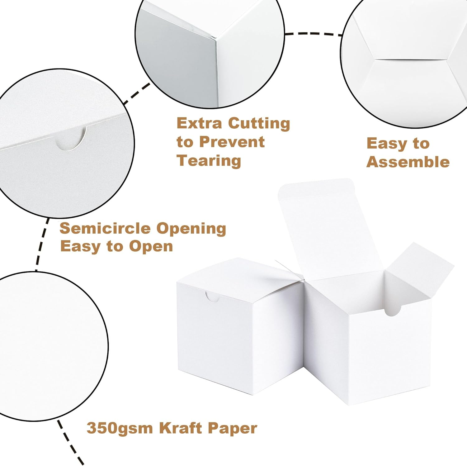 SHIPKEY 10PCS 8X8X8 Cm White Cardboard Gift Boxes with Lids | Mini/Small Gift Boxes | Small Paper Boxes for Wedding, Ornament Boxes for Christmas, Holidays, Birthdays and All Other Occasions image number 5