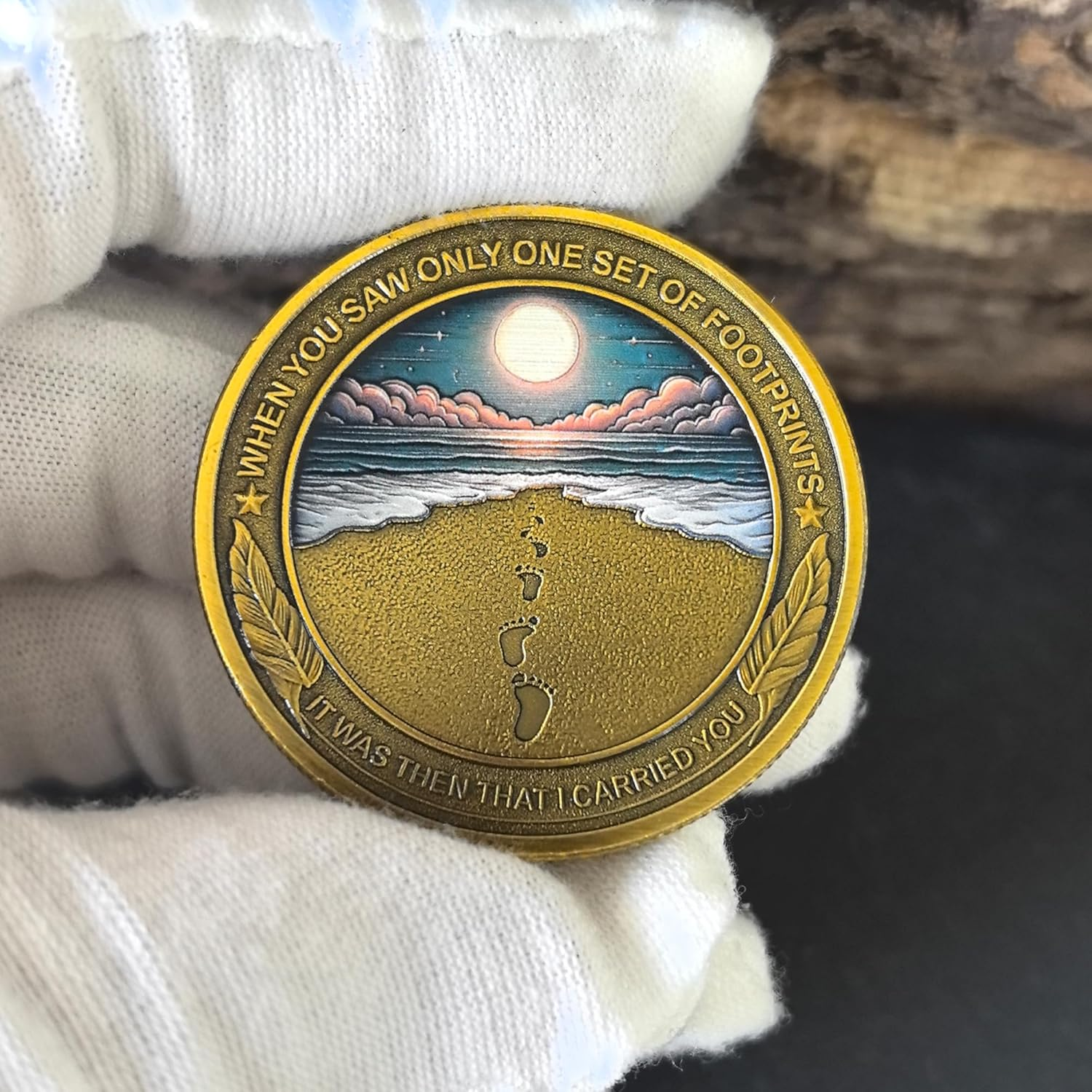 Footprints in the Sand Christian Challenge Coin - Inspirational Scripture Medallion with Dual-Sided Design image number 5