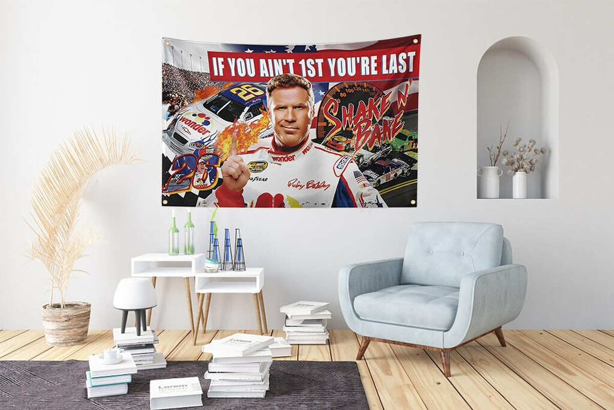 JUXIVIUM If You Ain'T 1St First You'Re Last Tapestry 3X5Ft with 4 Brass Grommets Ricky Bobby Flag for Indoor,Bedroom Vivid Color Double-Stitched Edges image number 4