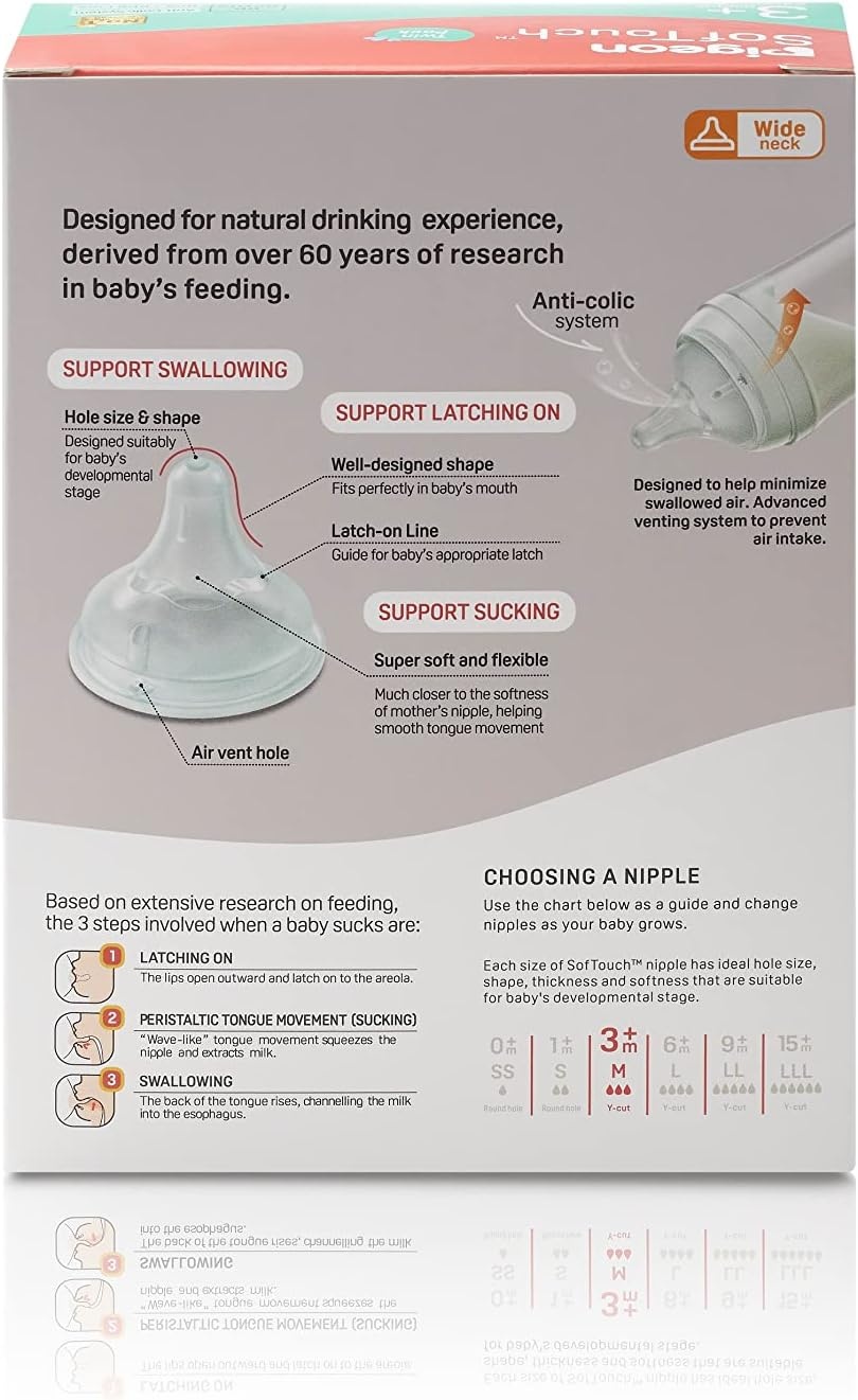 Pigeon Softouch III Baby Bottle for 3+ Months Babies, BPA & Bps-Free, 240Ml, PP, Twin Pack