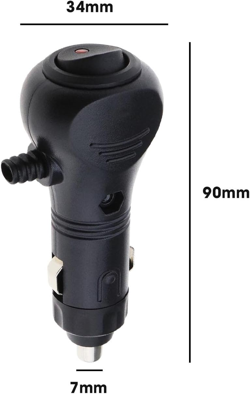 Emagtech 4Pcs DC 12V Car Cigarette Lighter Plug with 10A Fuse Car Fused Cigarette Lighter Switch Power Socket Plug with LED Indicator for Car in Black
