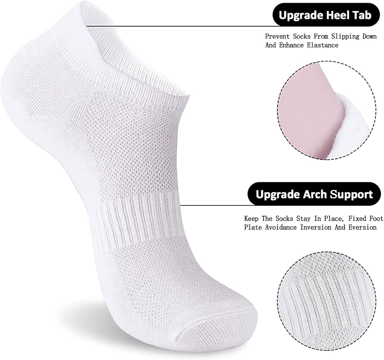 Women Ankle Athletic Running Socks,6 Pairs Low Cut Sports Tab Socks,Soft Thin No Show Socks for US Size 6-10