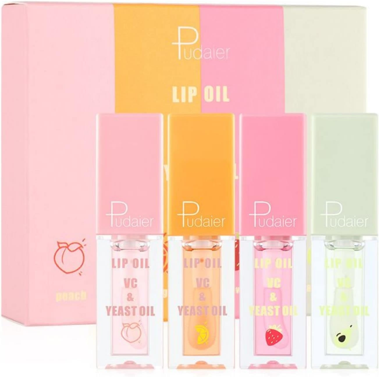 Roseflower 4 PCS Plumping Lip Oil Set - Transparent Toot, Watery Glass Finish, Fruit Essence Moisturizing, Nourishing Hydrating for Women and Girls image number 2