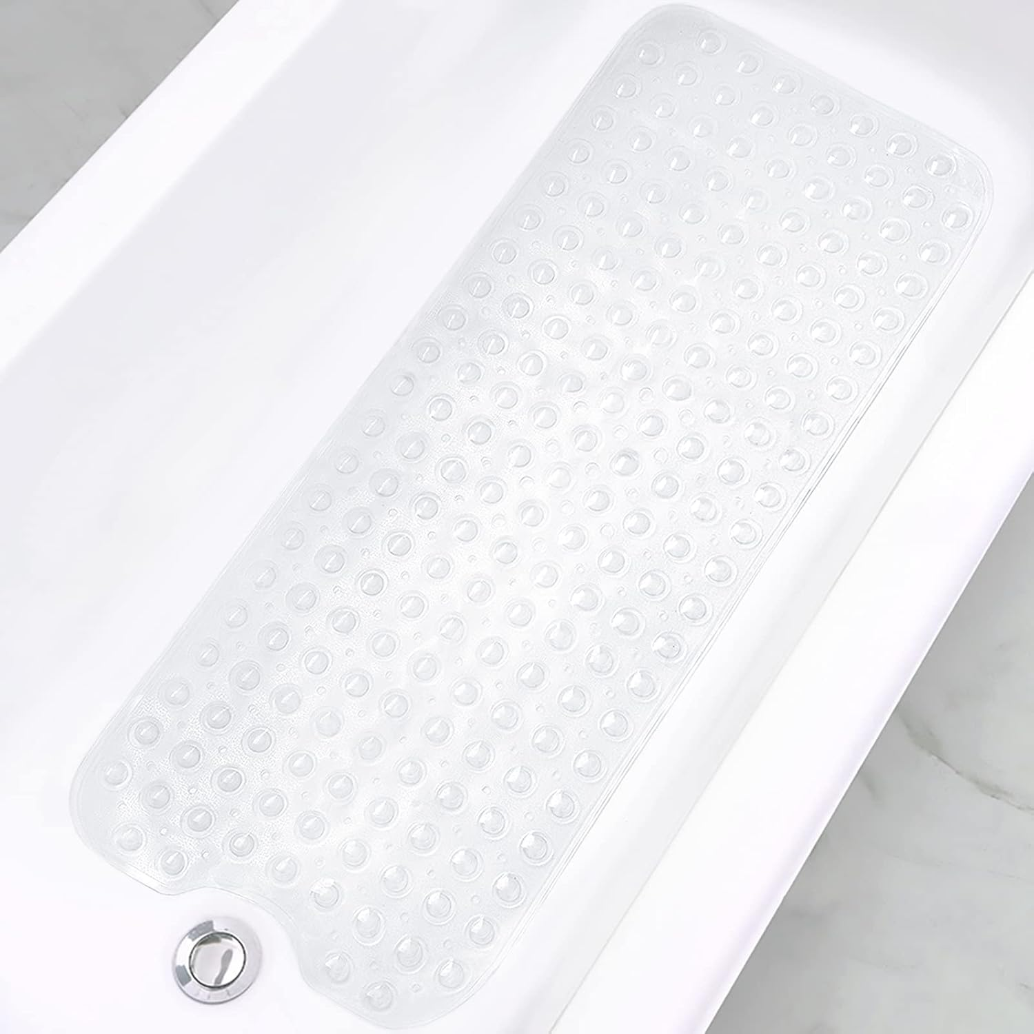 Non-Slip Bath Mat with Suction Cups, 100X40Cm Extra Long Bathtub Mats，Anti-Mould, Machine-Washable, Latex-Free， Shower Mat Ideal for Elderly (Clear) image number 1