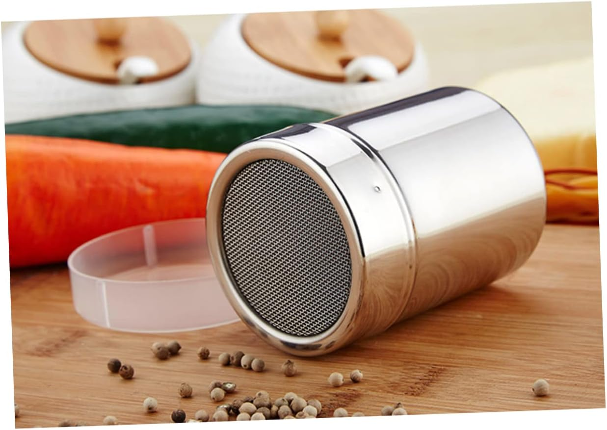 Seasoning Shaker Pepper Powder Dispenser 2.76X1.97X1.97 Inch Kitchen Cooking Sprinkler for Sugar Cocoa Flour with Moisture Blocking Cover