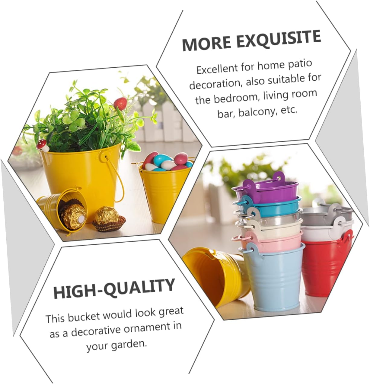 Outanaya 2Pcs Tinplate Flower Buckets for Garden Decoration Vintage Style Planter Containers for Indoor and Outdoor Use for Flower Arrangements and Home Storage image number 4