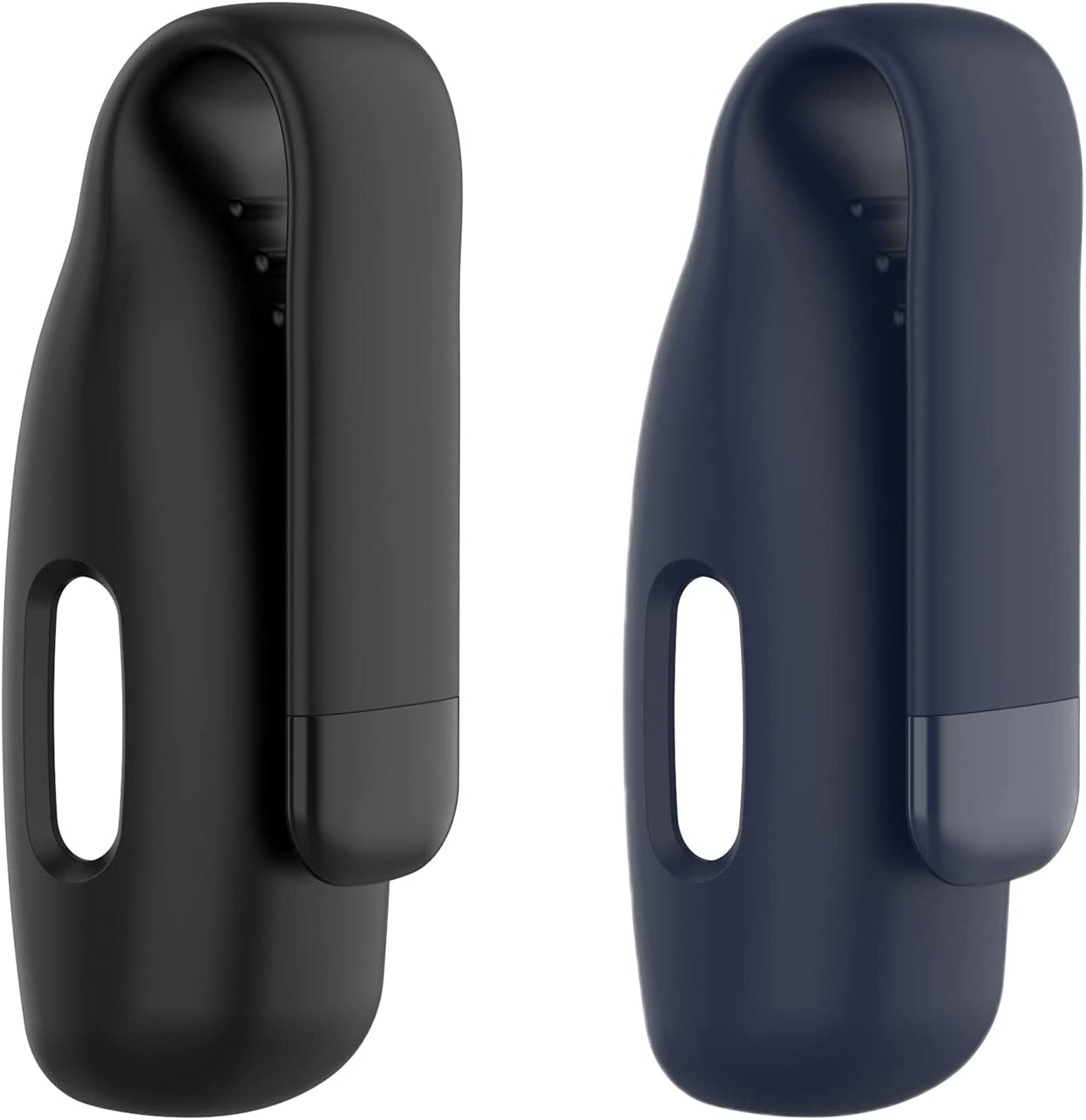 (2 Pack) T Tersely Clip Case Replacement for Fitbit Ace 3 for Fitbit Inspire 3/2,Soft Comfortable Silicone Clips All around Protection Cover Holder Accessory for Fitbit Smartwatch -Black+Blue image number 4