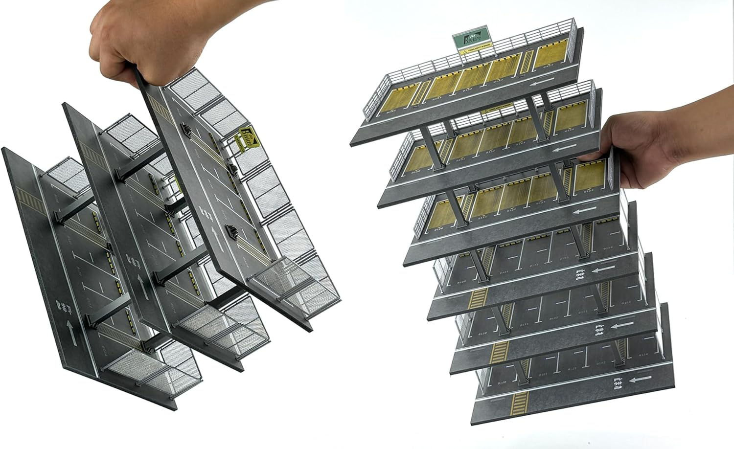 Hot Diecast Wheels Display Case - 1/64 Scale Die-Cast Model Car Organizer, Hot Diecast Wheels Parking Garage Dioramas with 15 Parking Spaces(Mesh Railing) image number 5