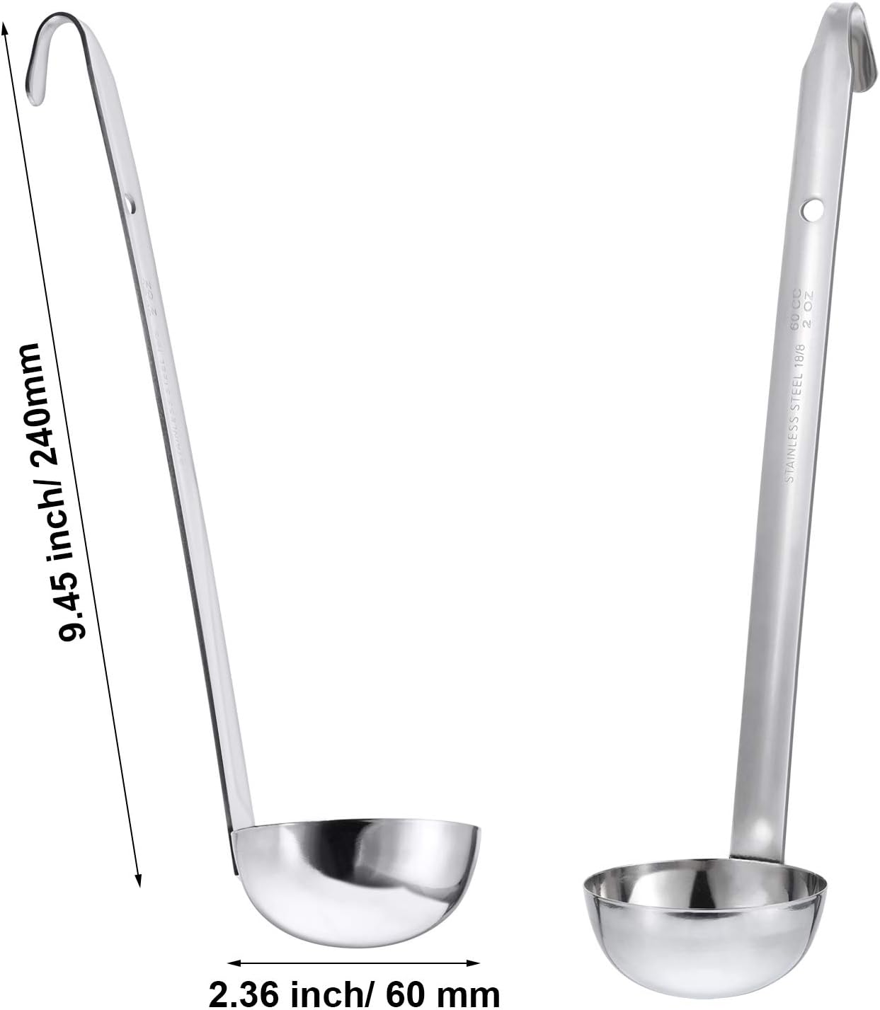 Meekoo 3 Pieces Stainless Steel Ladle Soup Handle Ladle with Pouring Rim for Kitchen Cooking Soup Sauce (2 Oz) image number 3