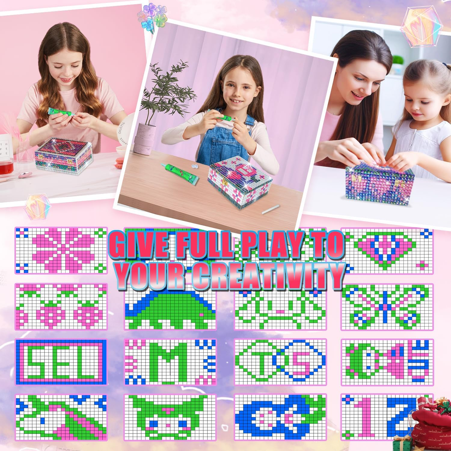 DECOJOY DIY Jewelry Box for Girls 8-12 Yrs Old, Ages 6 7 8 9 10 Year Old Girl Birthday Gift Idea, Christmas Crafts for Girls 8-10, Diamond Arts Gem Boxes Kit and Crafts for Kids, Teens image number 4