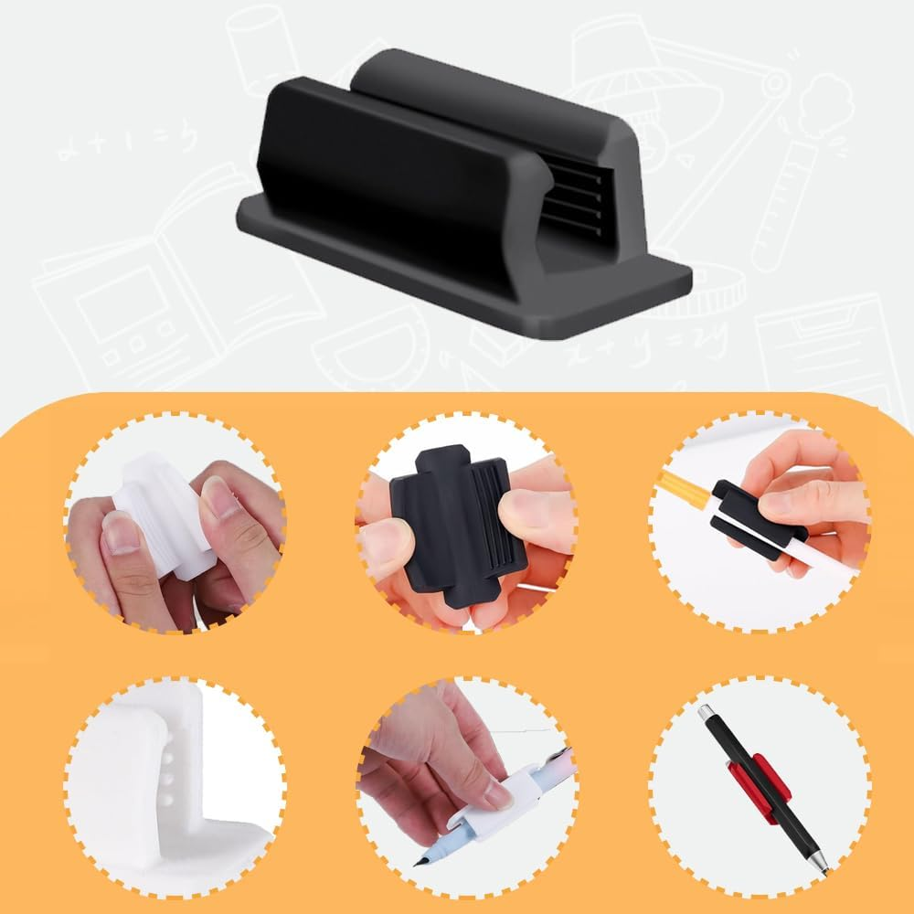 10Pcs Adhesive Silicone Pen Holder Clips with 10Pcs Adhesive Stickers, Adhesive Silicone Pen Holder, Adhesive Silicone Pen Holder Set Marker Holder, Silicone Adhesive Pencil Holder, Black image number 3