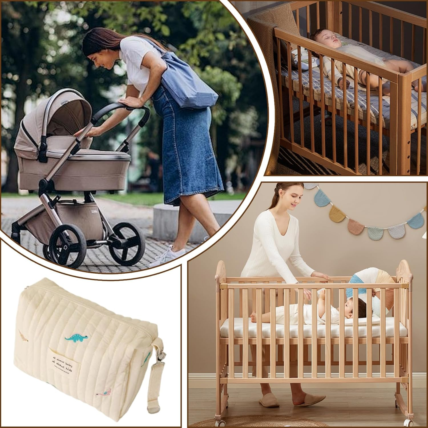 Baby Diaper Bag, Large Capacity Nappy Pouch | Baby Stroller Storage Bag Diaper Organizer Pouches, Reusable and Lightweight for Outdoors image number 1