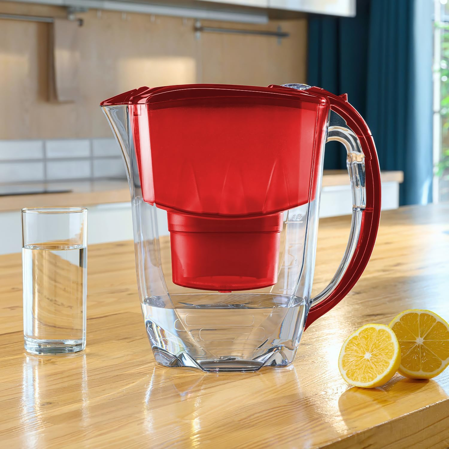 AQUAPHOR Water Filter Jug Amethyst Red 1 X MAXFOR+ Filter Included I Capacity 2.8L I Fits in the Fridge Door I Reduces Limescale Chlorine & Microplastics image number 5