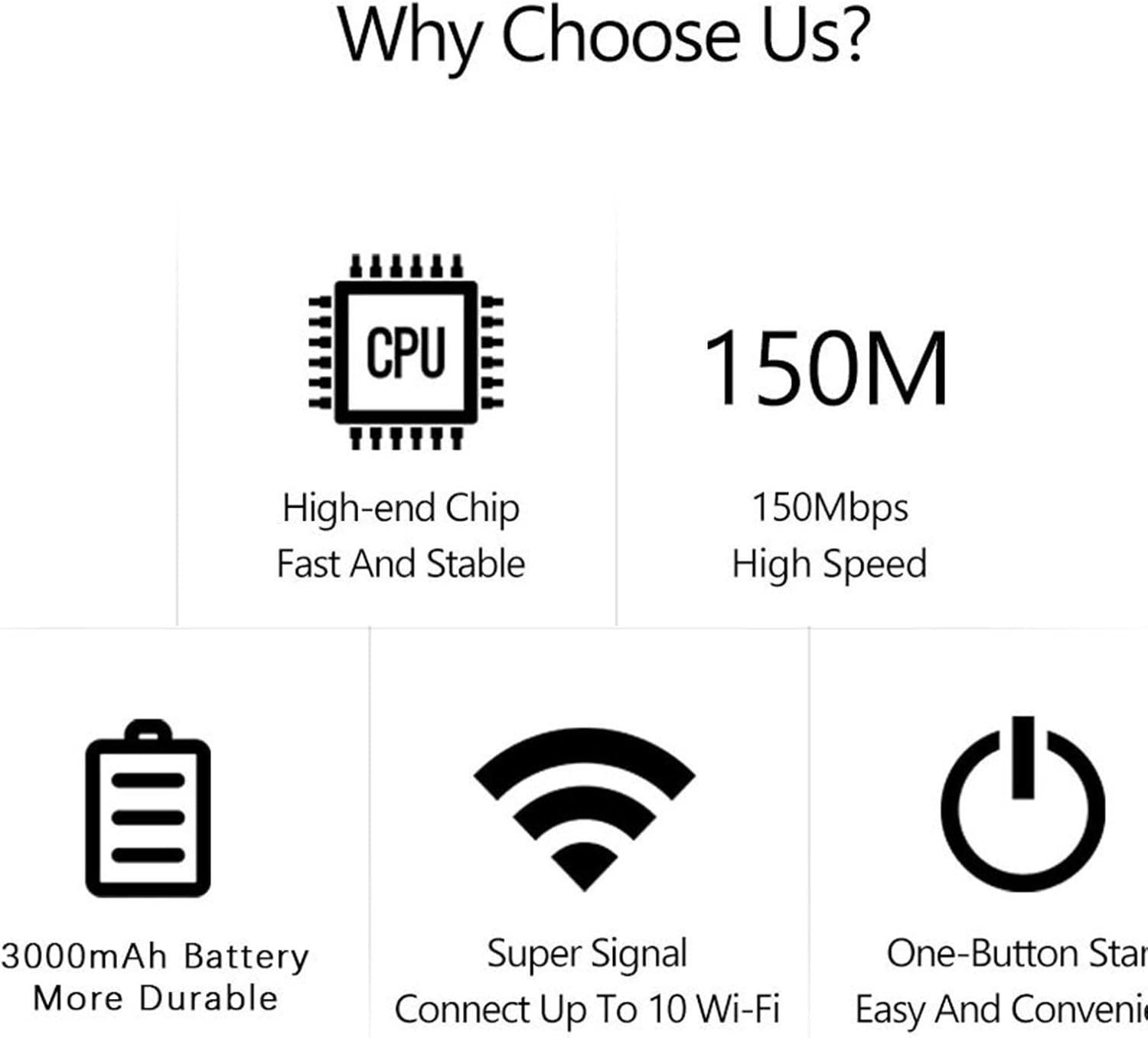 Ejoyous 4G LTE Portable Wifi Router (3000Mah) Supports 4G/3.0G Multi-Bands 300Mbps, Transmission Connects up to 10 Devices, Usb-Powered Plug & Play, for Phones/Laptops/Tvs image number 6