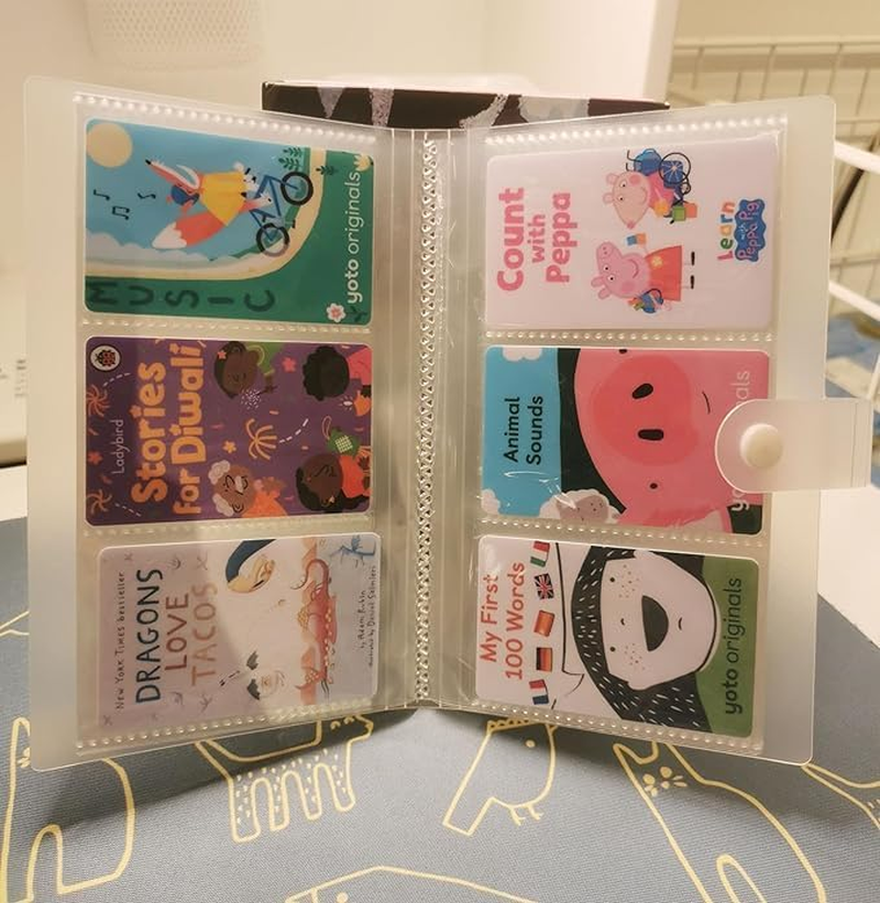 2 PCS Card Holder Storage Binder 21.3 * 11.8CM + 4 Sheet 76 PCS English Reward Stickers, Yoto Card Case Hold up to 120 Yoto Cards/Ea Clear Mini Card Binder Holder for Yoto Player Mini Cards Storage image number 2