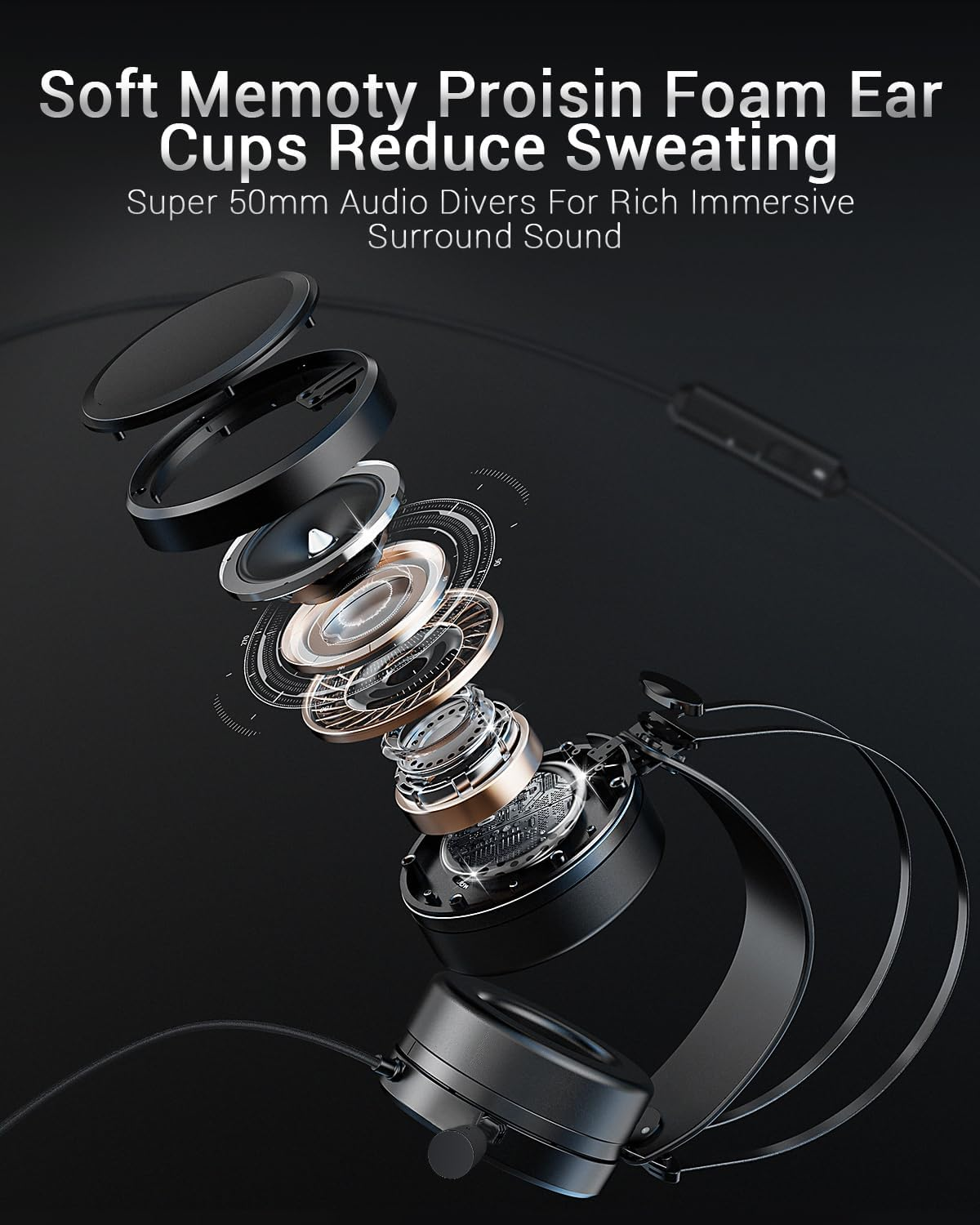 NUBWO Gaming Headsets PS4 N7 Stereo Xbox One Headset Wired PC Gaming Headphones with Noise Canceling Mic, over Ear Gaming Headphones for Pc/Mac/Ps4/Xbox 1/Nintendo Switch/Mobile-Black - Red image number 6