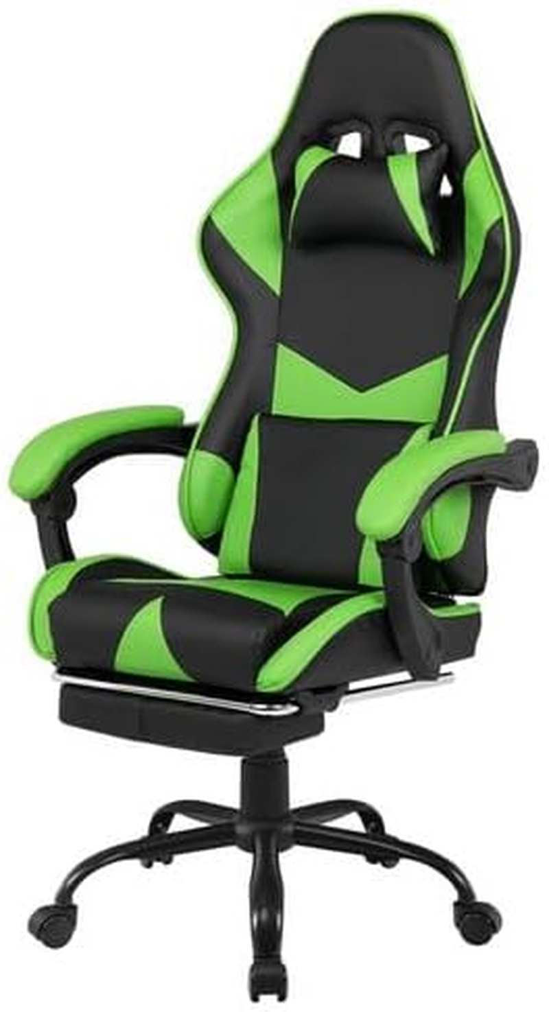 PU Leather Ergonomic Gaming Chair with Footrest Computer Racing Chair Reclining Executive Office Chair Desk Chair for Adults Teens in Green & Black image number 3