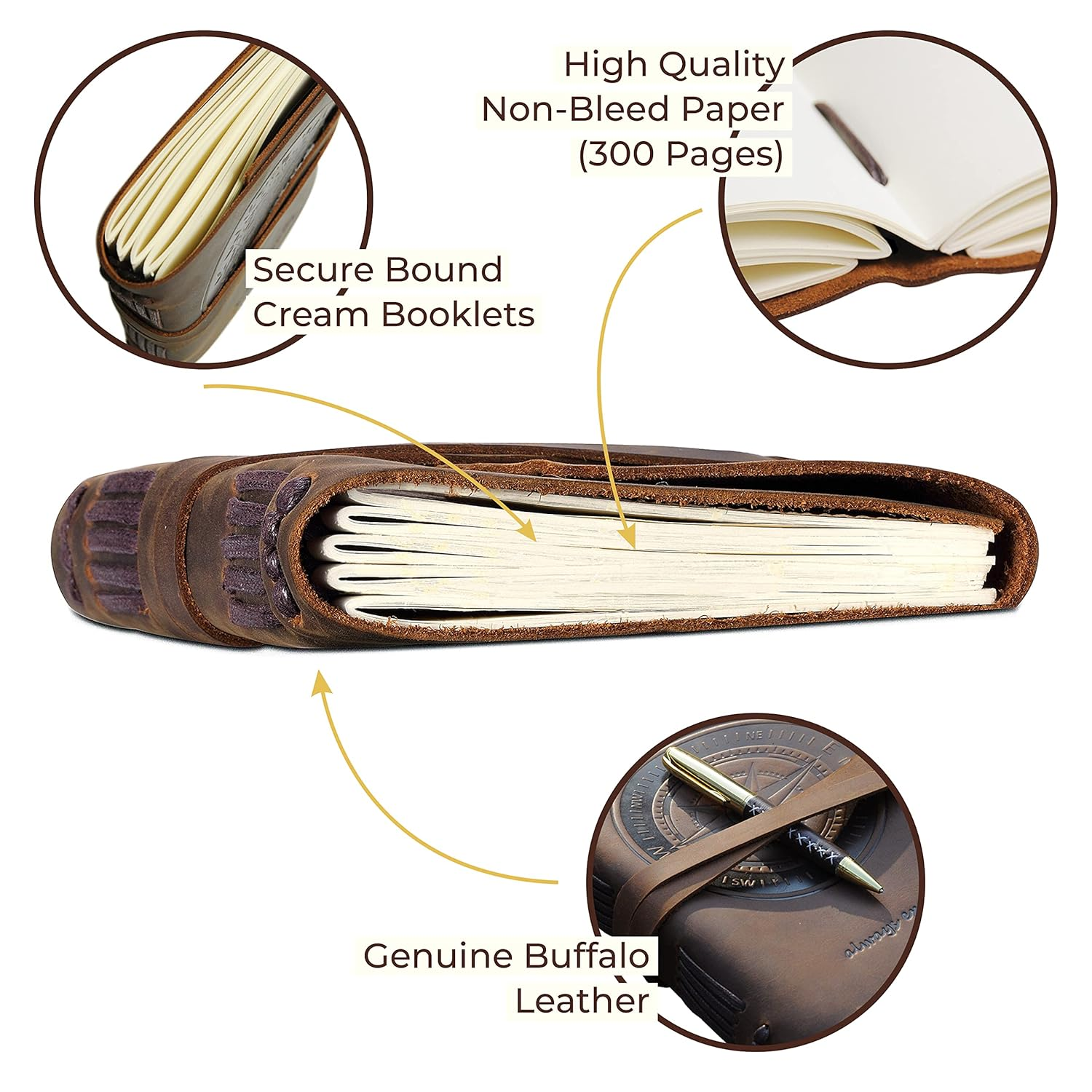 Leather Journal Nautical Compass Notebook Embossed Maritime Sea Adventure A5 Travel Diary, for Men for Women, Genuine Vintage Rustic Leather 6" X 8", Bound for Writing Notes Handmade Sketchbook + Pen image number 4