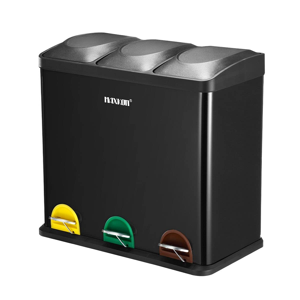 Maxkon 5L Small Pedal Rubbish Bin Stainless Steel Slim Waste Garbage Trash Can Soft Close Lid Bathroom Sliver 26 X 14 X 29 Cm