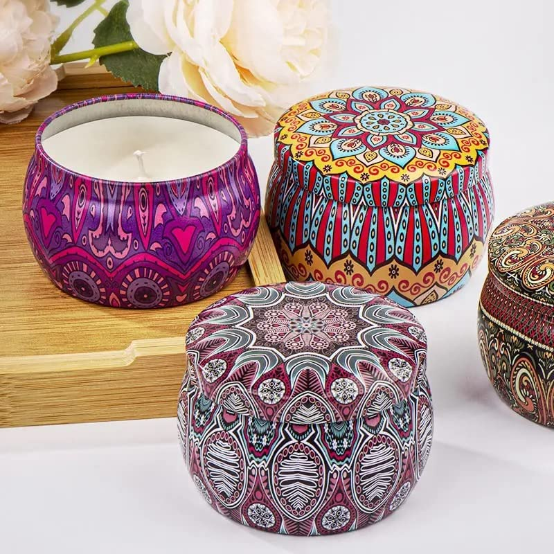Scented Candles - Gift Set - Pack of 4 Natural Scents - Citronella Oil, Fresh Lychee and White Tea, Ocean Breeze and Misty Forest - Long Burning Hours Tin Candle - Dewali Gift Set image number 4