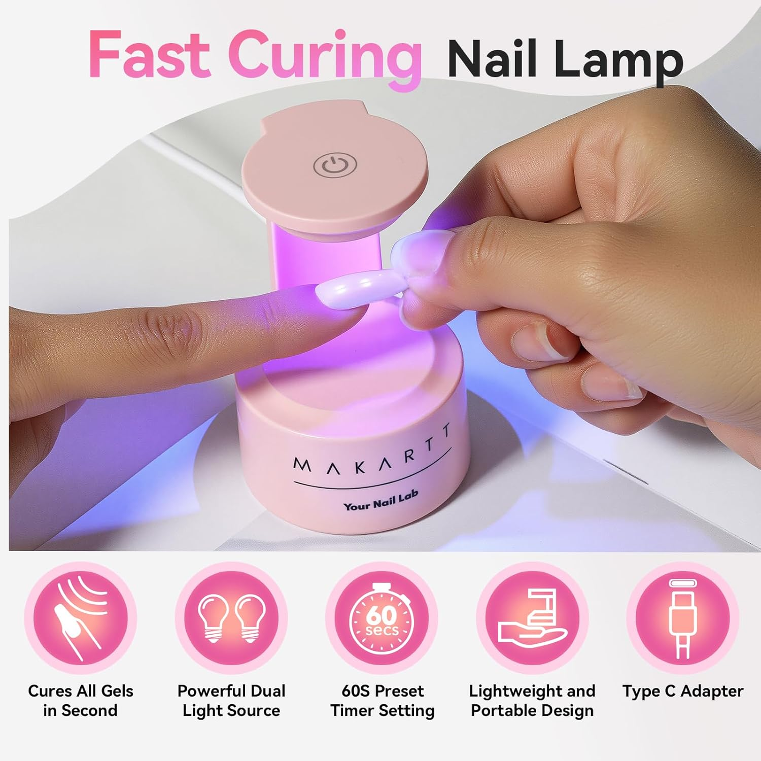 Makartt Mini UV LED Light for Nails - Innovative Lamp with Open Space for Easy Tips Extension, Art Flash Cure, Portable Dryer Travel Manicure Tool DIY at Home image number 5