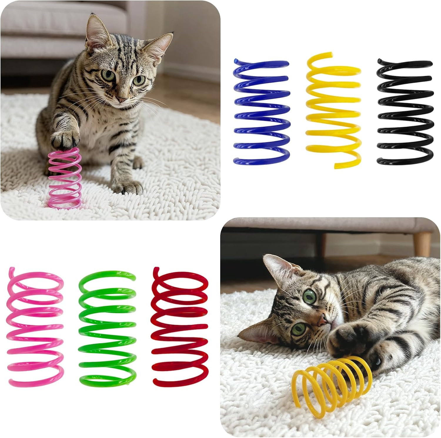 AGYM Colorful Plastic Spring Cat Toys, 30 Pack Spiral Springs for Indoor Cats to Swat, Bite, Hunt, Interactive Toys for Cats and Kittens image number 2